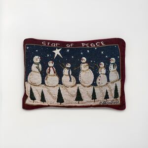 Vintage Riverdale Tapestry Star of Peace Christmas Snowman Throw Pillow 13"x17"